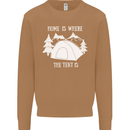 Home Is Where the Tent Is Funny Camping Mens Sweatshirt Jumper Caramel Latte