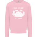 Home Is Where the Tent Is Funny Camping Mens Sweatshirt Jumper Light Pink