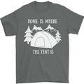 Home Is Where the Tent Is Funny Camping Mens T-Shirt Cotton Gildan Charcoal