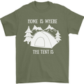 Home Is Where the Tent Is Funny Camping Mens T-Shirt Cotton Gildan Military Green