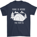 Home Is Where the Tent Is Funny Camping Mens T-Shirt Cotton Gildan Navy Blue
