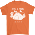 Home Is Where the Tent Is Funny Camping Mens T-Shirt Cotton Gildan Orange