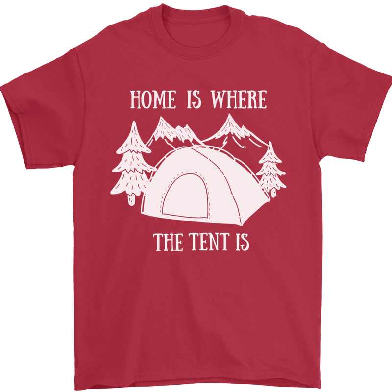 Home Is Where the Tent Is Funny Camping Mens T-Shirt Cotton Gildan Red
