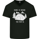 Home Is Where the Tent Is Funny Camping Mens V-Neck Cotton T-Shirt Black