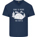 Home Is Where the Tent Is Funny Camping Mens V-Neck Cotton T-Shirt Navy Blue