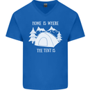 Home Is Where the Tent Is Funny Camping Mens V-Neck Cotton T-Shirt Royal Blue