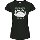Home Is Where the Tent Is Funny Camping Womens Petite Cut T-Shirt Black