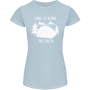 Home Is Where the Tent Is Funny Camping Womens Petite Cut T-Shirt Light Blue