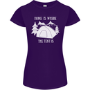 Home Is Where the Tent Is Funny Camping Womens Petite Cut T-Shirt Purple