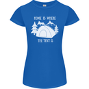 Home Is Where the Tent Is Funny Camping Womens Petite Cut T-Shirt Royal Blue