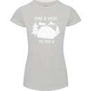 Home Is Where the Tent Is Funny Camping Womens Petite Cut T-Shirt Sports Grey