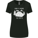Home Is Where the Tent Is Funny Camping Womens Wider Cut T-Shirt Black