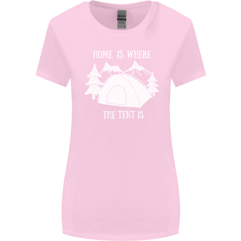 Home Is Where the Tent Is Funny Camping Womens Wider Cut T-Shirt Light Pink
