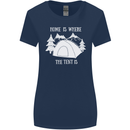 Home Is Where the Tent Is Funny Camping Womens Wider Cut T-Shirt Navy Blue