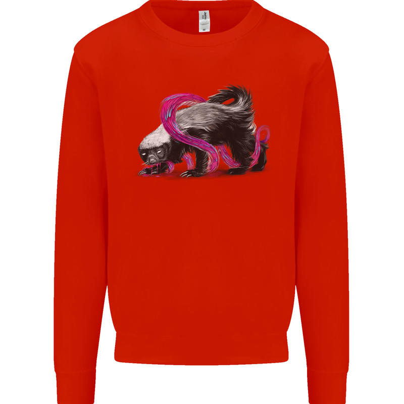 Honey Badger Kids Sweatshirt Jumper Bright Red