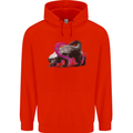Honey Badger Mens 80% Cotton Hoodie Bright Red