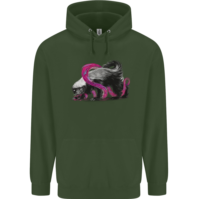 Honey Badger Mens 80% Cotton Hoodie Forest Green