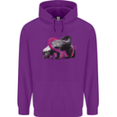 Honey Badger Mens 80% Cotton Hoodie Purple