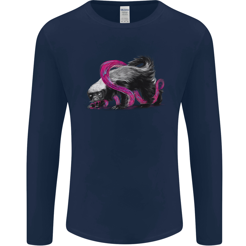 Honey Badger Mens Long Sleeve T-Shirt Navy Blue
