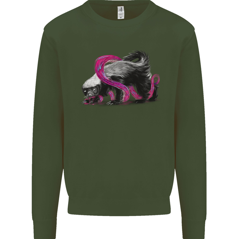 Honey Badger Mens Sweatshirt Jumper Forest Green