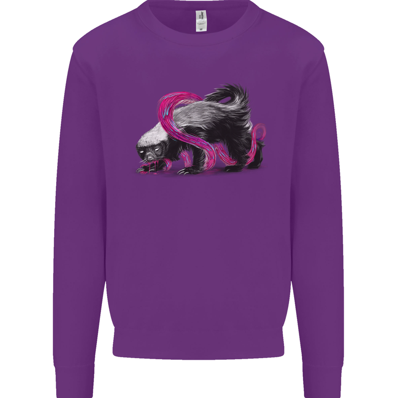 Honey Badger Mens Sweatshirt Jumper Purple