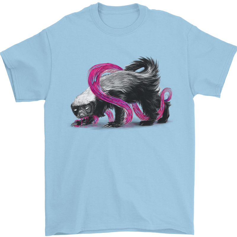 Honey Badger Mens T-Shirt Cotton Gildan Light Blue