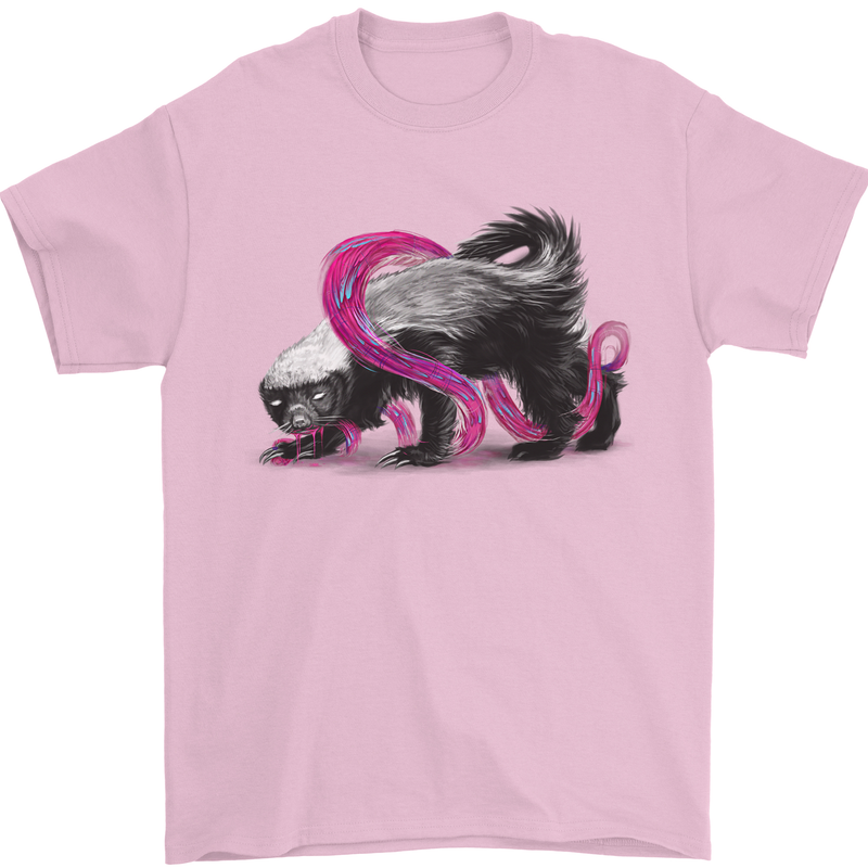 Honey Badger Mens T-Shirt Cotton Gildan Light Pink