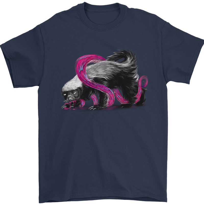 Honey Badger Mens T-Shirt Cotton Gildan Navy Blue