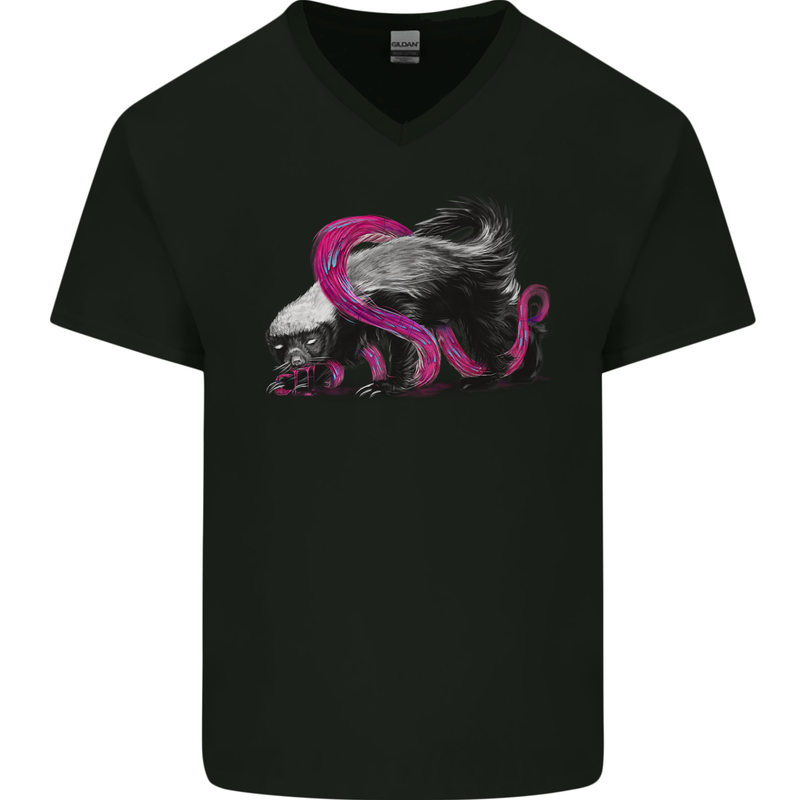 Honey Badger Mens V-Neck Cotton T-Shirt Black