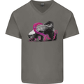 Honey Badger Mens V-Neck Cotton T-Shirt Charcoal