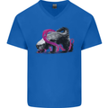 Honey Badger Mens V-Neck Cotton T-Shirt Royal Blue