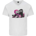 Honey Badger Mens V-Neck Cotton T-Shirt White