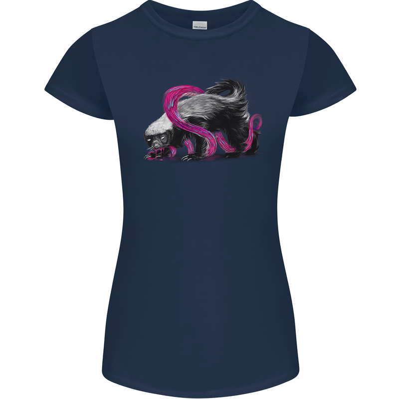 Honey Badger Womens Petite Cut T-Shirt Navy Blue