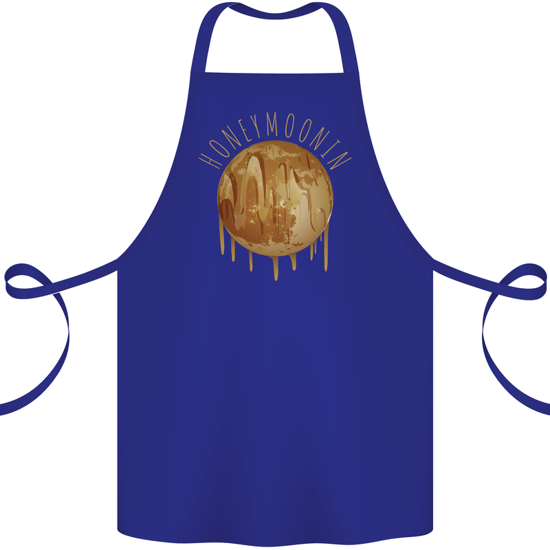 Honeymoon Honey Moon Honeymoonin Cotton Apron 100% Organic Royal Blue