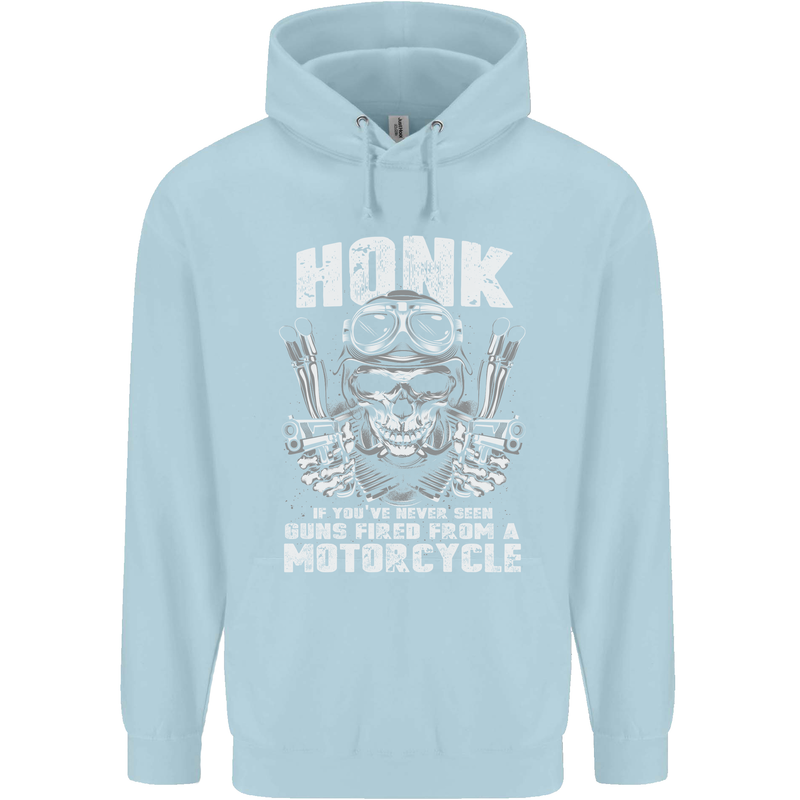 Honk Guns Fired From a Motorcycle Biker Mens 80% Cotton Hoodie Light Blue
