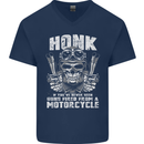 Honk Guns Fired From a Motorcycle Biker Mens V-Neck Cotton T-Shirt Navy Blue