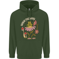 Honor the Land Frog Climate Change Hippy Childrens Kids Hoodie Forest Green