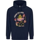 Honor the Land Frog Climate Change Hippy Childrens Kids Hoodie Navy Blue