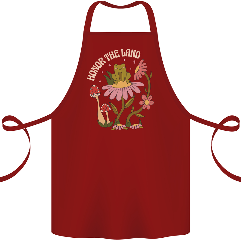 Honor the Land Frog Climate Change Hippy Cotton Apron 100% Organic Maroon