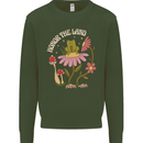 Honor the Land Frog Climate Change Hippy Kids Sweatshirt Jumper Forest Green
