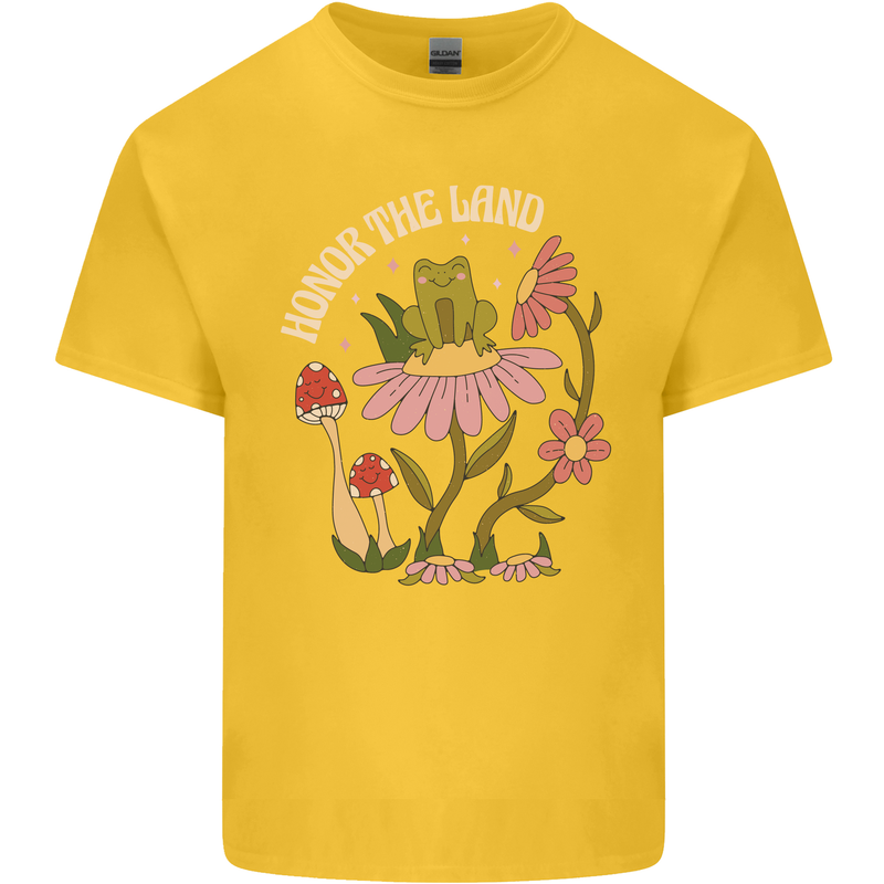 Honor the Land Frog Climate Change Hippy Kids T-Shirt Childrens Yellow