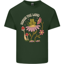 Honor the Land Frog Climate Change Hippy Mens Cotton T-Shirt Tee Top Forest Green