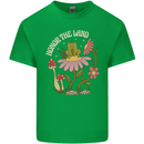 Honor the Land Frog Climate Change Hippy Mens Cotton T-Shirt Tee Top Irish Green