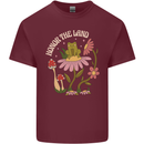 Honor the Land Frog Climate Change Hippy Mens Cotton T-Shirt Tee Top Maroon