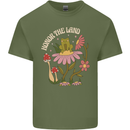 Honor the Land Frog Climate Change Hippy Mens Cotton T-Shirt Tee Top Military Green