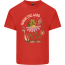 Honor the Land Frog Climate Change Hippy Mens Cotton T-Shirt Tee Top Red