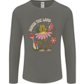 Honor the Land Frog Climate Change Hippy Mens Long Sleeve T-Shirt Charcoal
