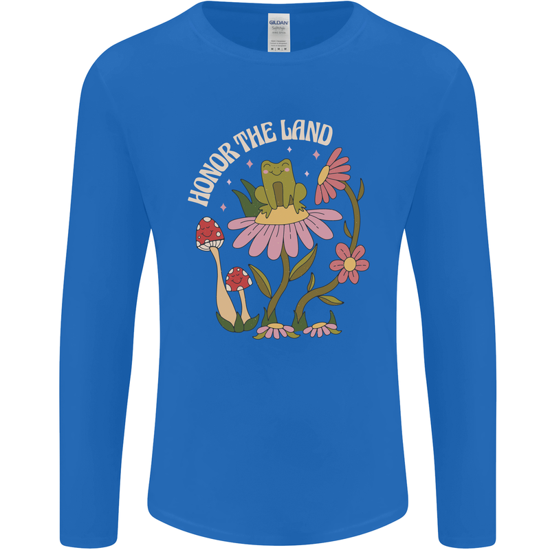 Honor the Land Frog Climate Change Hippy Mens Long Sleeve T-Shirt Royal Blue