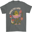 Honor the Land Frog Climate Change Hippy Mens T-Shirt 100% Cotton Charcoal