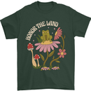 Honor the Land Frog Climate Change Hippy Mens T-Shirt 100% Cotton Forest Green